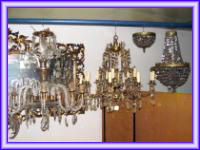 Venta de antiguedades y venta de araas de vidrio y bronce de 5 a 16 luces.